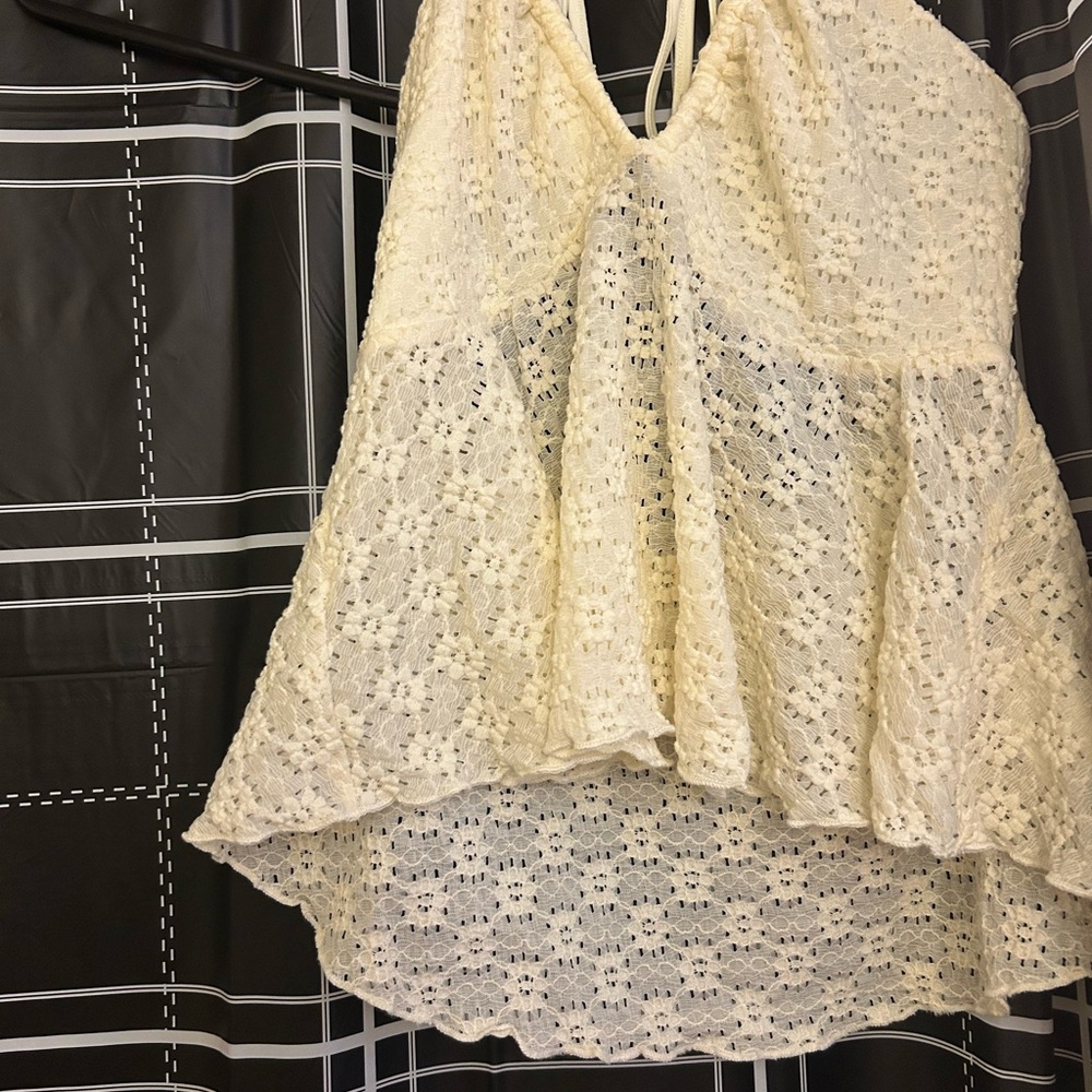 Cream Lace Halter Top